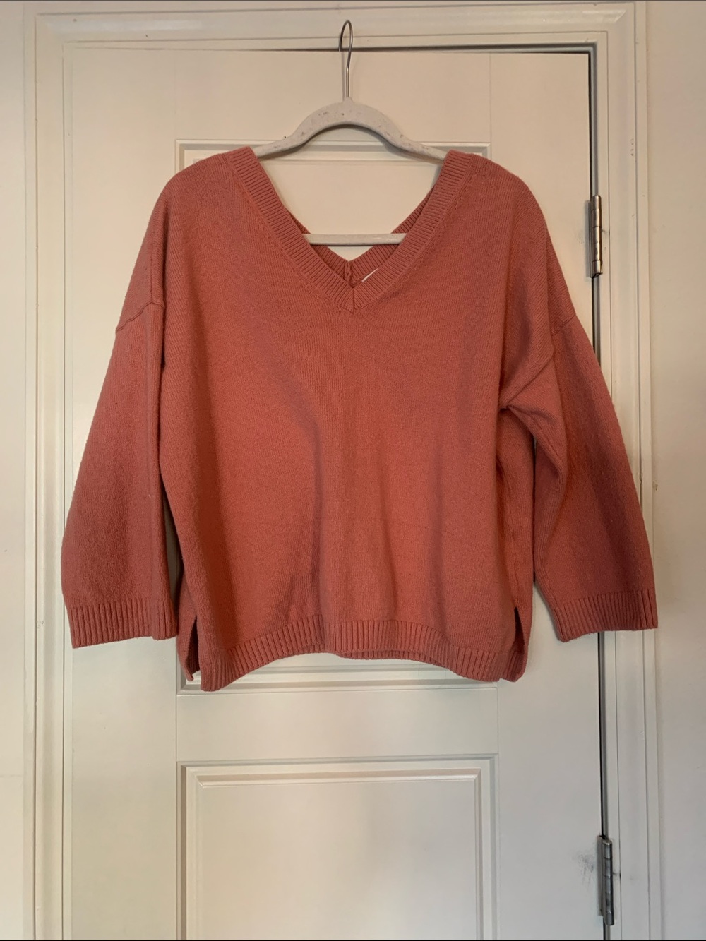 Madewell Oversized V-Neck Sweater in Rose Clay